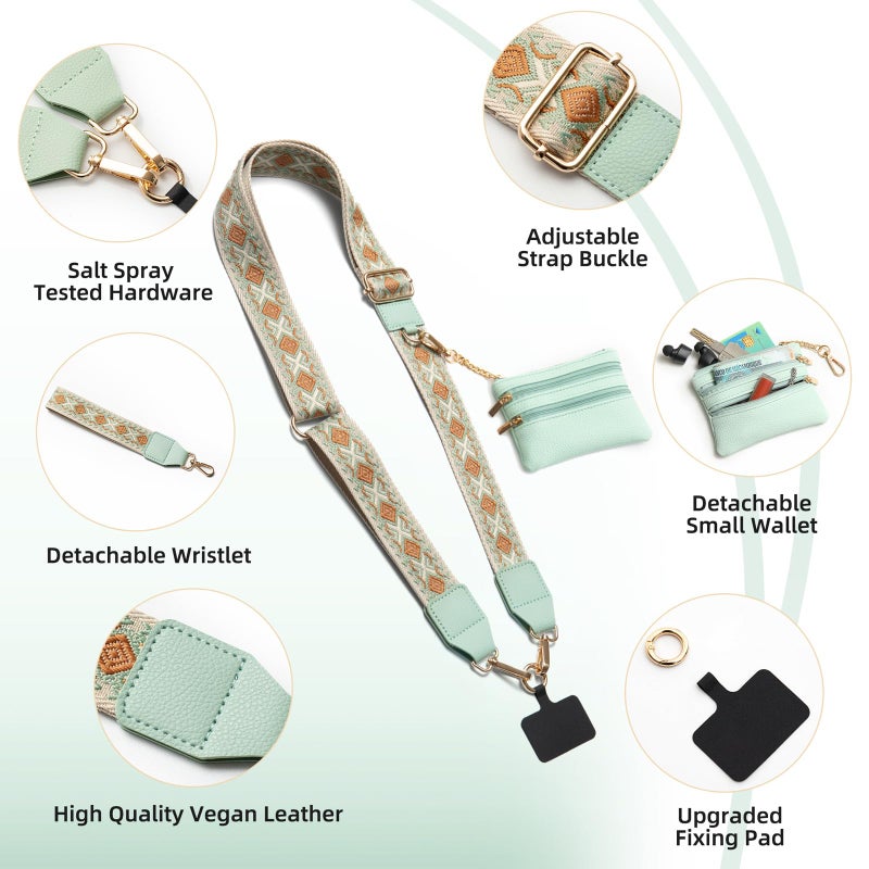 CUEDM Cell Phone Lanyard Crossbody,Adjustable Cell Phone Strap with Detachable Wristlet for Hands-Free Occasions,Clip and Go Strap for Phone with Wallet Crossbody - Image 4