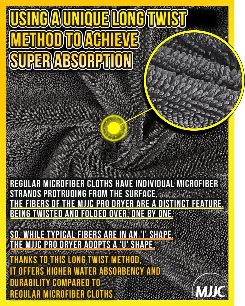 MJJC Pro Dryer Plush Silk Microfiber Drying Towel (2 size set (20” x 20”) + (30” x 36”)) Cars,Trucks, SUVs, RVs, Home - Image 5