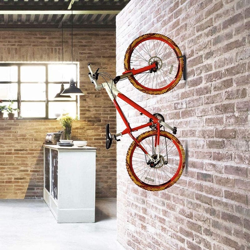 Dirza Bike Rack Garage Wall Mount Bike Hanger Hooks Storage Bicycle Vertical System for Indoor Shed - Easily Hang/Detach - Holds up to 65 lb with Screws Black - Image 5