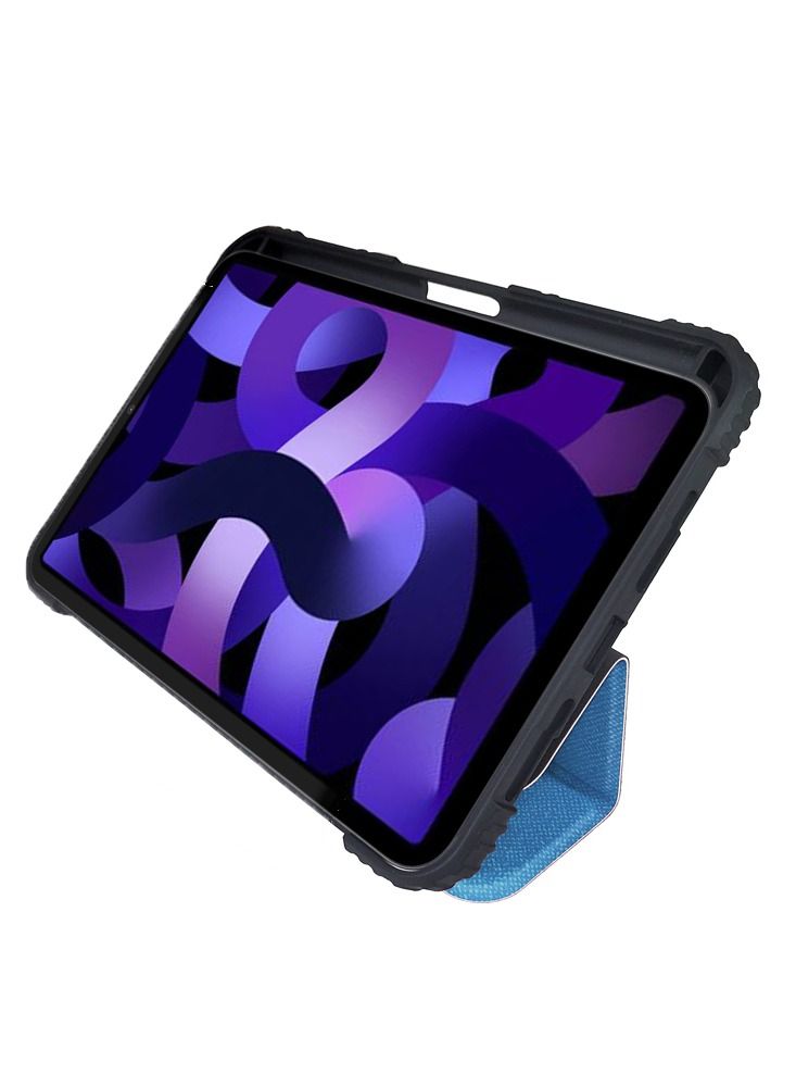 Max & Max Apple iPad 10.9"Rugged Case for 10th Generation Drop Protection/Anti-Slip/Kids Friendly, Pencil Or Crayon Holder, Clear Transparent Back - Blue - Image 1