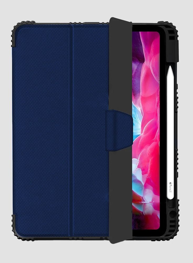 Max & Max Apple iPad 10.9"Rugged Case for 10th Generation Drop Protection/Anti-Slip/Kids Friendly, Pencil Or Crayon Holder, Clear Transparent Back - Blue - Image 3