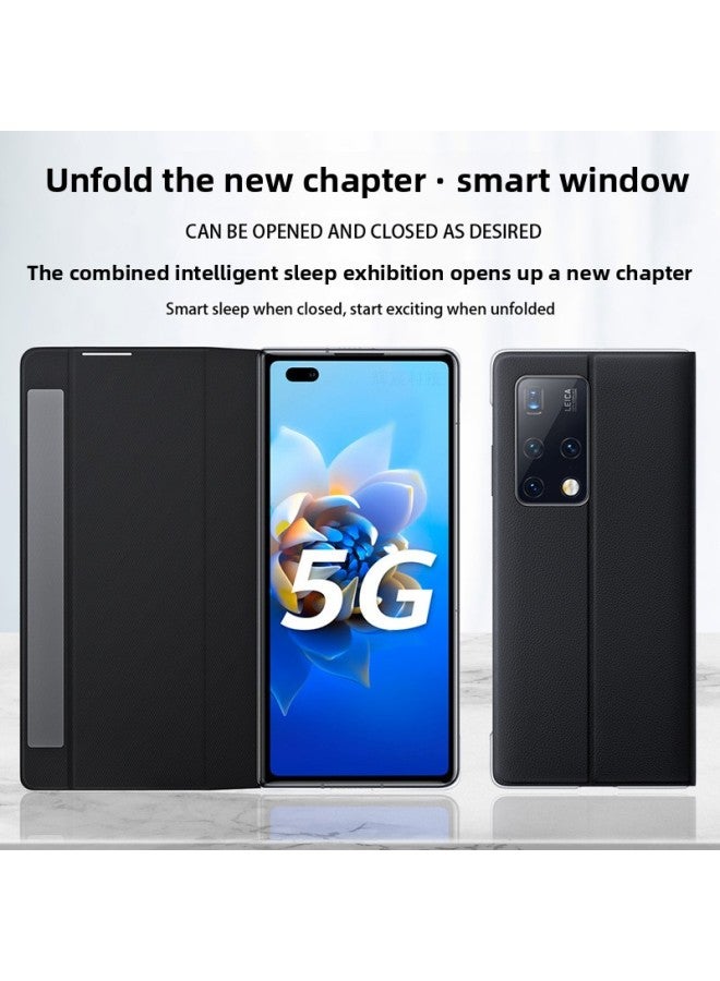 Mobile Phone Case For Huawei Mate X2 For Huawei Smart Window Bracket Flip Leather Case Anti-drop Protective Case-Color:Black-Applicable Model:For Huawei Matex2 - Image 4