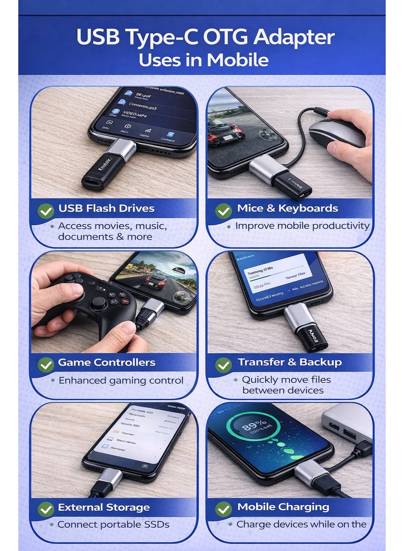 CABLE CONV High-Speed USB Type-C OTG Adapter – Data Transfer & Charging Support - Image 2
