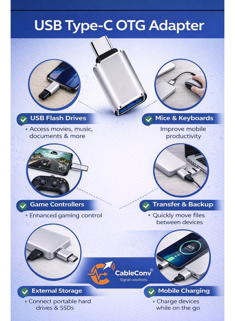 CABLE CONV High-Speed USB Type-C OTG Adapter – Data Transfer & Charging Support - Image 3