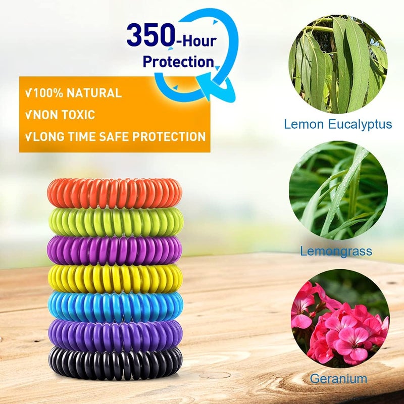 BuggyBands 14 Pack Mosquito Bracelets for Kids Adult - Nature Citronella, Lemongrass and Eucalyptus, Up to 350 Hour of Protection - Image 1