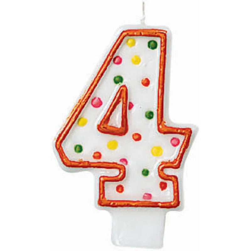 Amscan Polka Dots Numeral Candle, Red, 7.6cm, 4 Pieces - Image 2