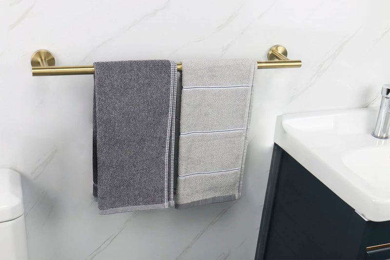 TocTen Bath Towel Bar - Thicken SUS304 Stainless Steel Bathroom Towel Holder, Towel Rod for Bathroom Heavy Duty Wall Mounted Towel Rack Hanger (24IN, Gold) - Image 3