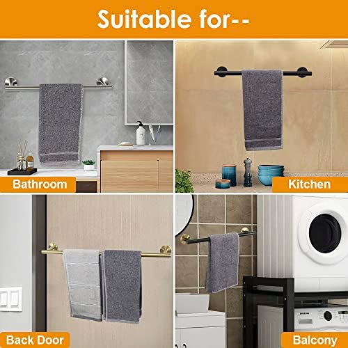 TocTen Bath Towel Bar - Thicken SUS304 Stainless Steel Bathroom Towel Holder, Towel Rod for Bathroom Heavy Duty Wall Mounted Towel Rack Hanger (24IN, Gold) - Image 5