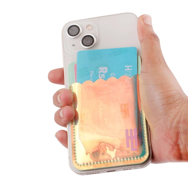 Hamster London Holo Phone Pocket | Stylish Adhesive Phone Pocket for Cards & Cash | Holographic Design (Abstract) - Image 2