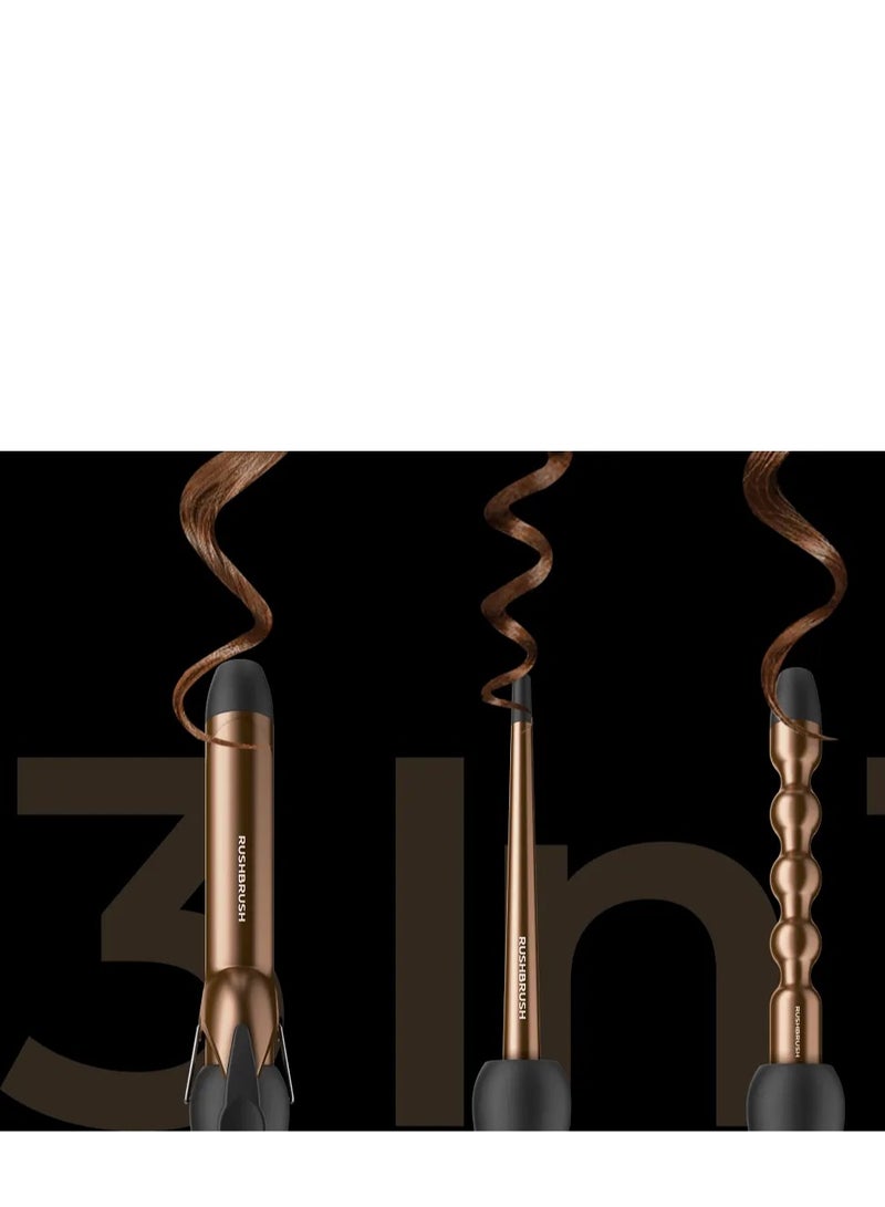 راش براش مكواة تجعيد الشعر راش براش 3IN1 ، ألواح من سيراميك التورمالين ،230° ،برونز - Image 3