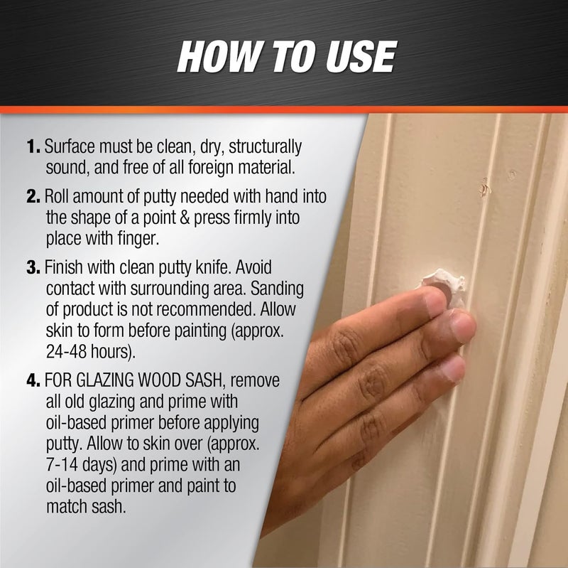 DAP Painter's Putty '53' - 16 oz White Interior/Exterior Putty for Nail Holes and Cracks - Image 3