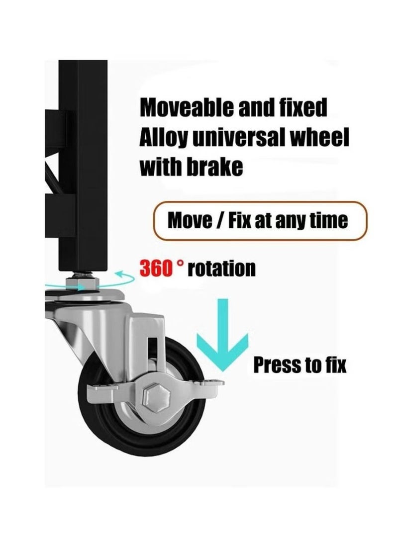 ناما رف تخزين بثلاث طبقات قابل للطي بعجلات للقابل للتحريك لغرفة المعيشة أو النوم أو المطبخ منظم لتوفير المساحة - Image 5
