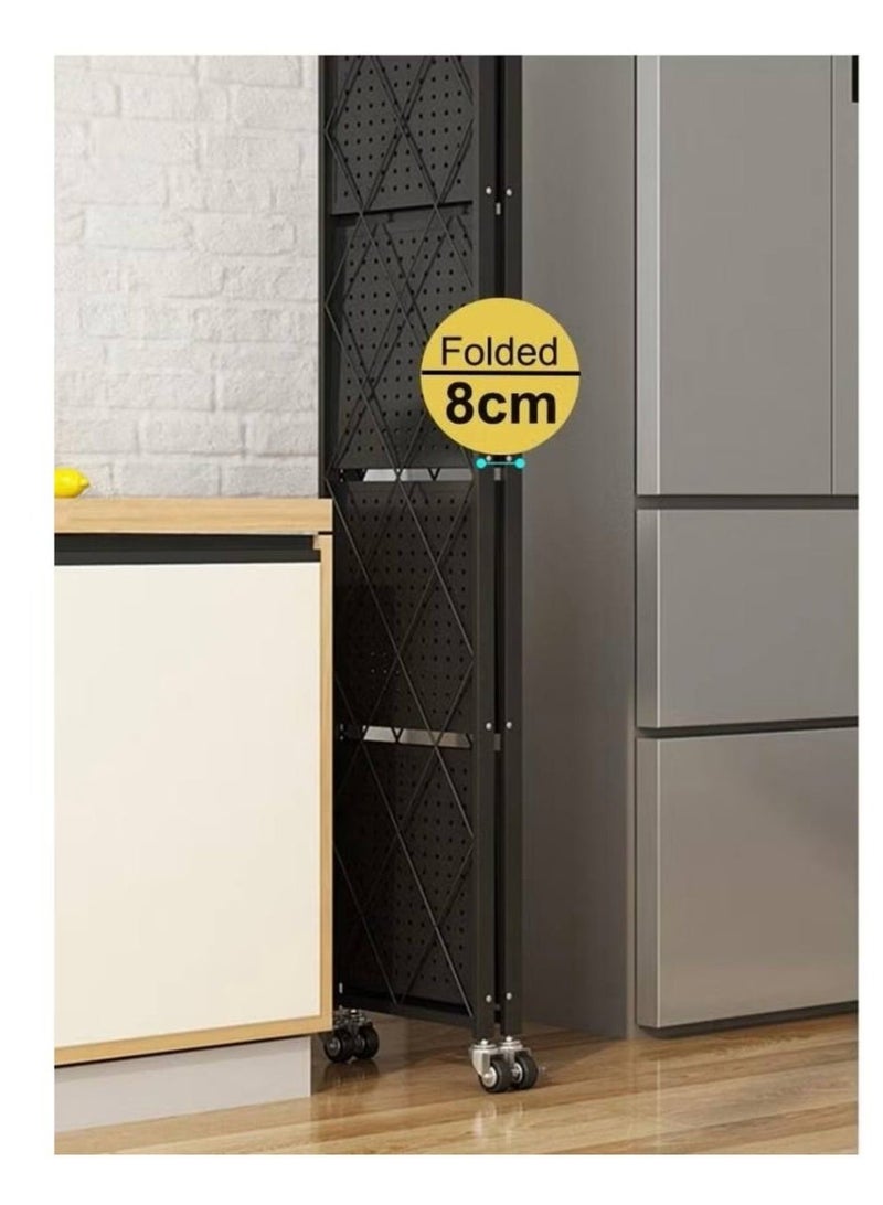 ناما رف تخزين بثلاث طبقات قابل للطي بعجلات للقابل للتحريك لغرفة المعيشة أو النوم أو المطبخ منظم لتوفير المساحة - Image 4