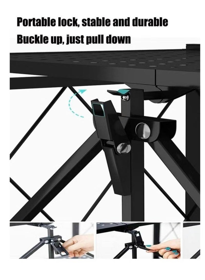 ناما رف تخزين بثلاث طبقات قابل للطي بعجلات للقابل للتحريك لغرفة المعيشة أو النوم أو المطبخ منظم لتوفير المساحة - Image 3