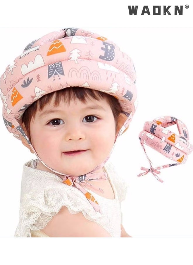 WAOKN - Baby Head Protector - Baby Helmet for Crawling Walking Running - No Bumps and Soft Cushion - Adjustable Protective Cap Infant Baby Safety Headguard Suitable for Children Learning to Walk（Pink） - Image 1