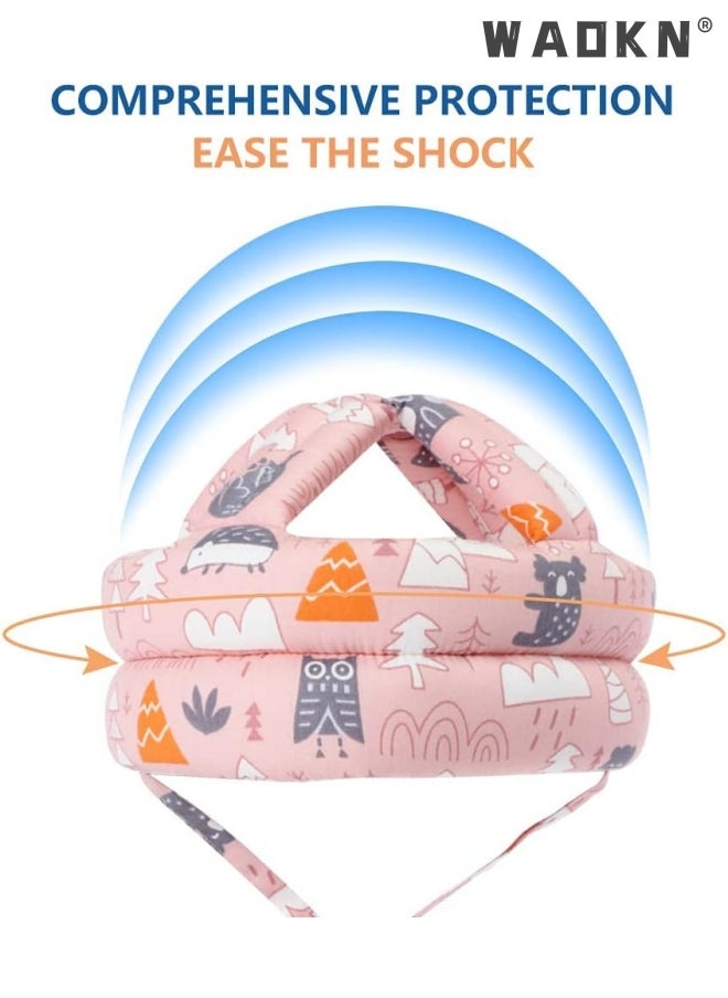 WAOKN - Baby Head Protector - Baby Helmet for Crawling Walking Running - No Bumps and Soft Cushion - Adjustable Protective Cap Infant Baby Safety Headguard Suitable for Children Learning to Walk（Pink） - Image 1