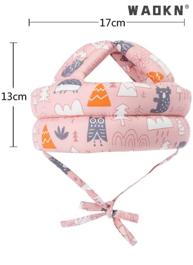 WAOKN - Baby Head Protector - Baby Helmet for Crawling Walking Running - No Bumps and Soft Cushion - Adjustable Protective Cap Infant Baby Safety Headguard Suitable for Children Learning to Walk（Pink） - Image 1