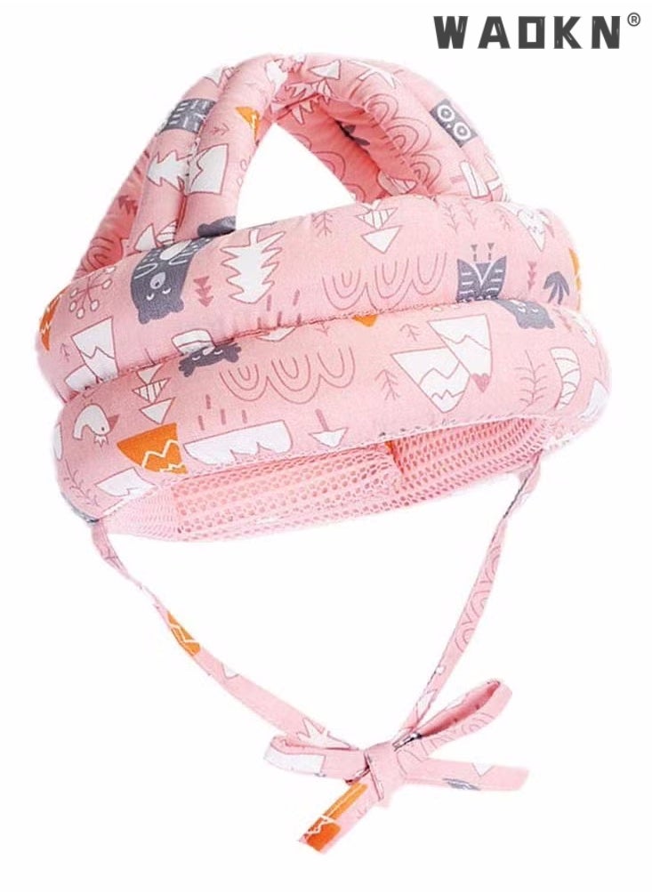 WAOKN - Baby Head Protector - Baby Helmet for Crawling Walking Running - No Bumps and Soft Cushion - Adjustable Protective Cap Infant Baby Safety Headguard Suitable for Children Learning to Walk（Pink） - Image 1