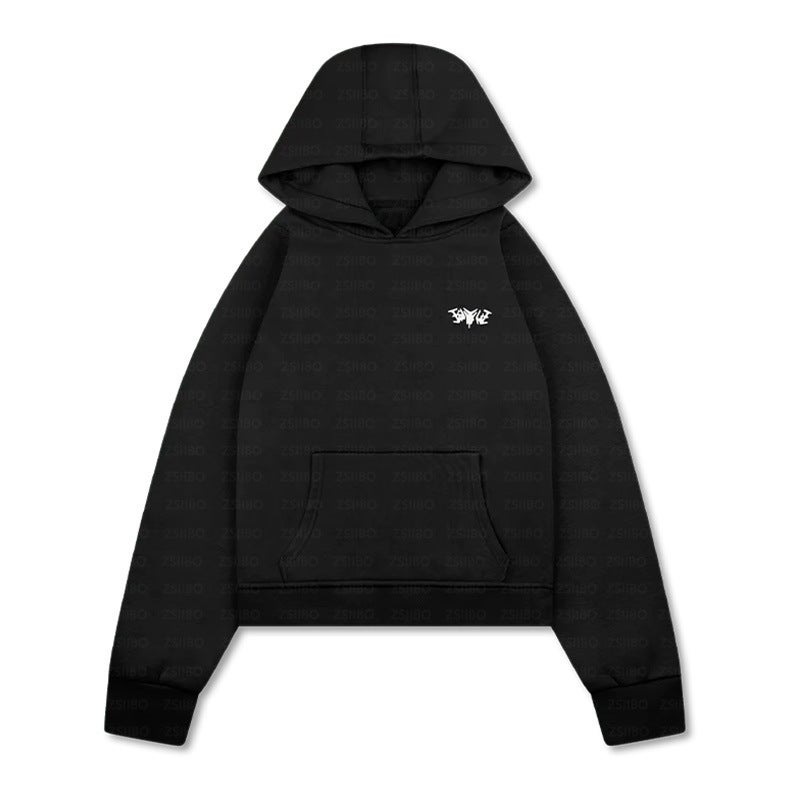 European and American Fashion Simple Loose All-match Hoodie Sweatshirt Pullover Distinctive Embroidered Mens and Womens Pullover Sweater Pants Black Trousers - Image 4