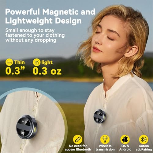 coku CK-Q8 Dual Wireless Lavalier Microphone with LED Display Case, Noise Cancelling Collar Mic for YouTube, Vlogging, Recording, Plug & Play for I-Phone, Android, Type C Devices, DSLR, & Lightning - Image 2