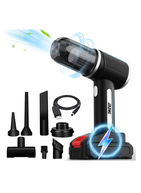 4-in-1 Rechargeable Handheld Portable 120W Vacuum Cleaner for Cars, Home, Office – Strong 9000PA Suction, Cordless, Blowing, Inflation, Pumping