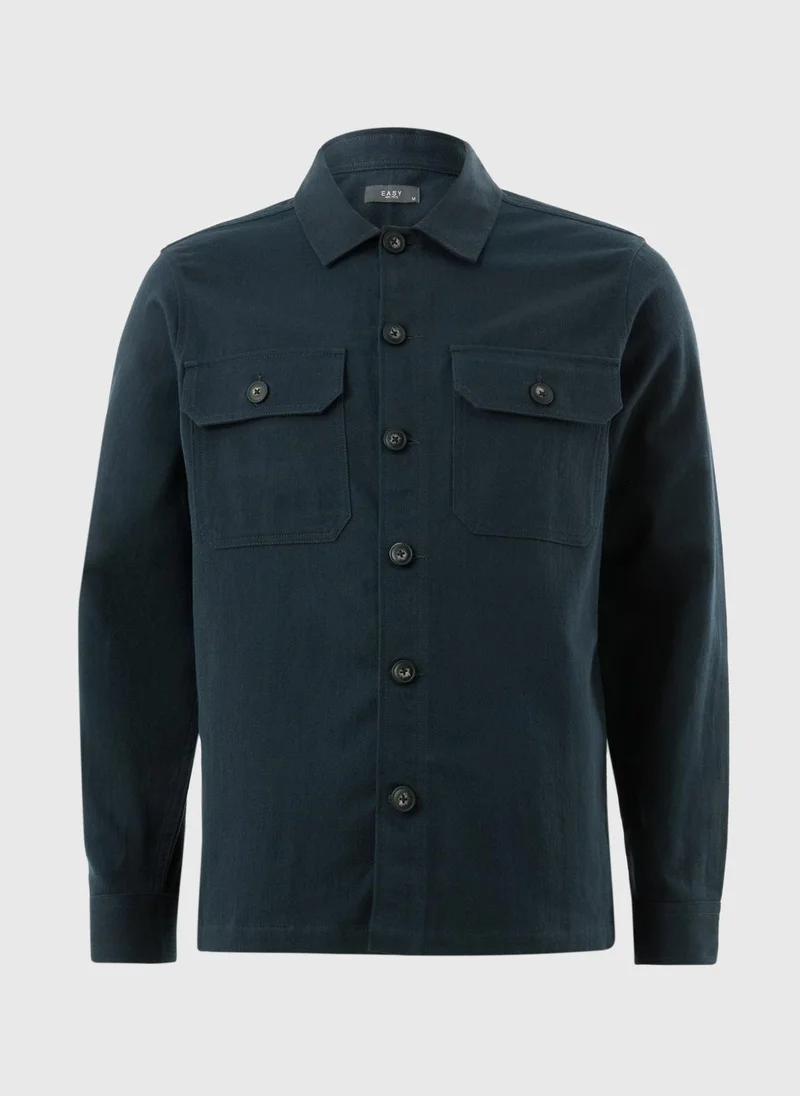 ماتلان Navy Linen Blend Shacket