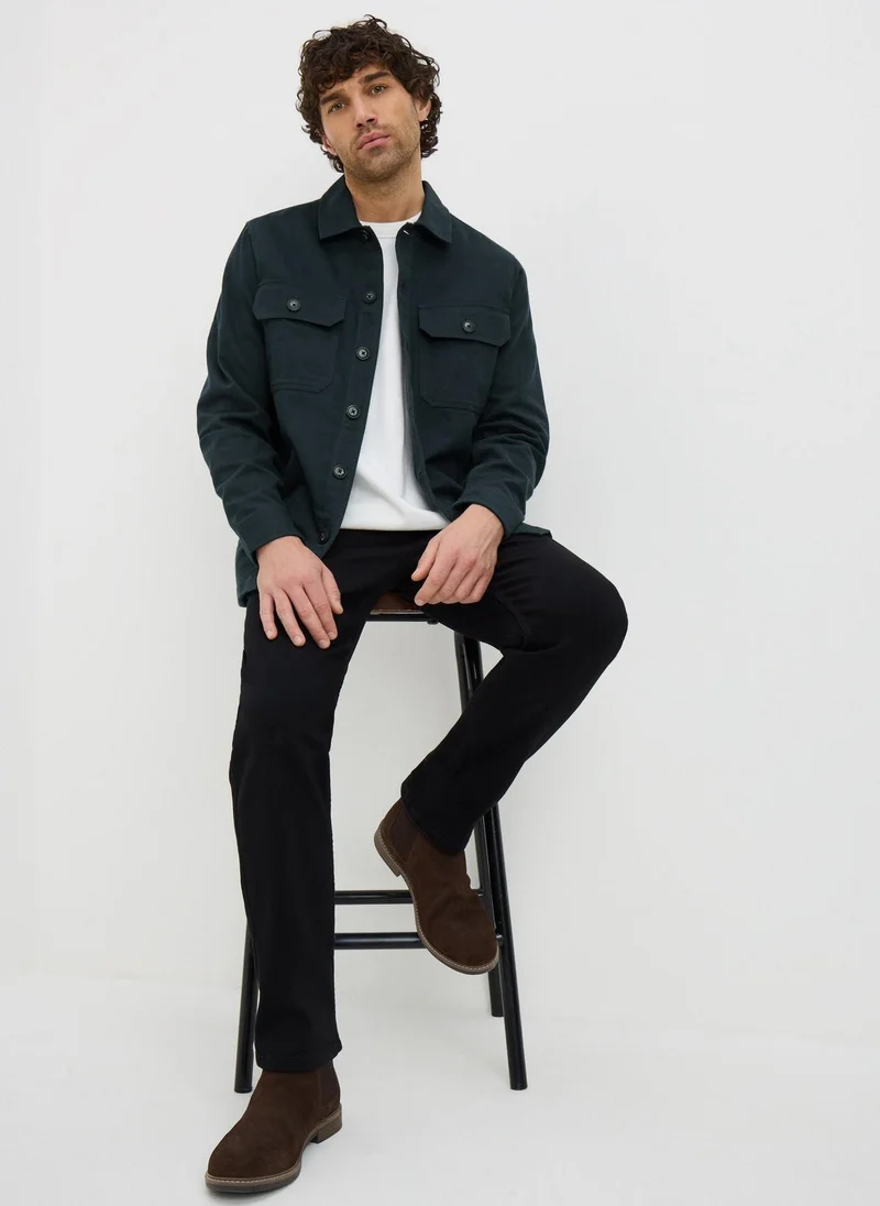 ماتلان Navy Linen Blend Shacket