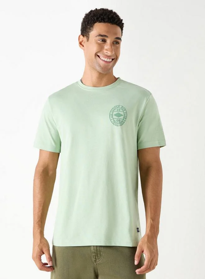 Lee Cooper Lee Cooper Logo Print Crew Neck T-shirt with Short Sleeves
