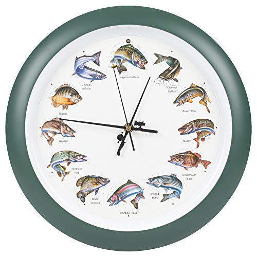 Mark Feldstein & Associates Mark Feldstein Splashing Gamefish Hourly Fishing Sounds Wall/Desk Clock, 13 Inch - Image 1