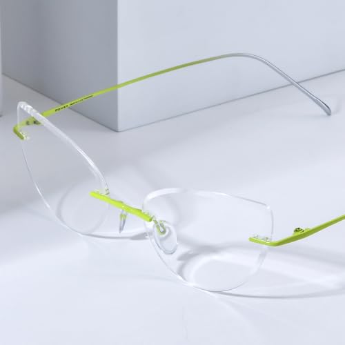 FONEX Titanium Glasses FrameRimless Frameless Optical Eyewear Eyeglasses for Men and Women F85634 85909 Yellow - Image 3