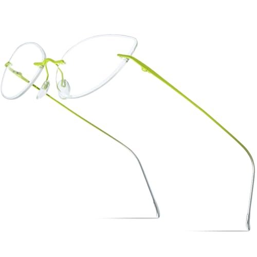 FONEX Titanium Glasses FrameRimless Frameless Optical Eyewear Eyeglasses for Men and Women F85634 85909 Yellow - Image 1
