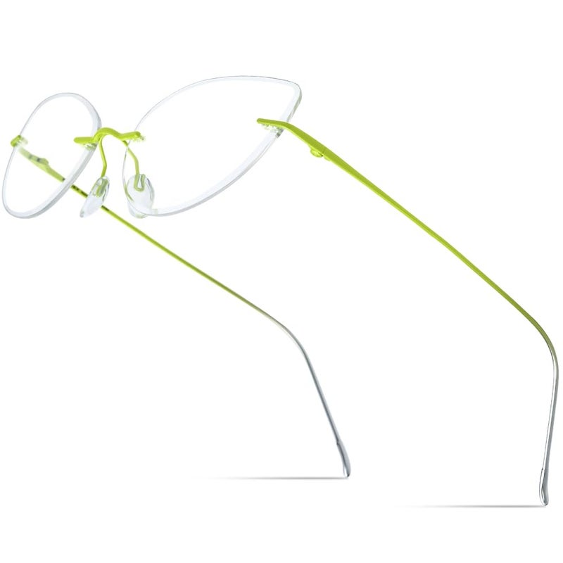 FONEX Titanium Glasses FrameRimless Frameless Optical Eyewear Eyeglasses for Men and Women F85634 85909 Yellow - Image 2
