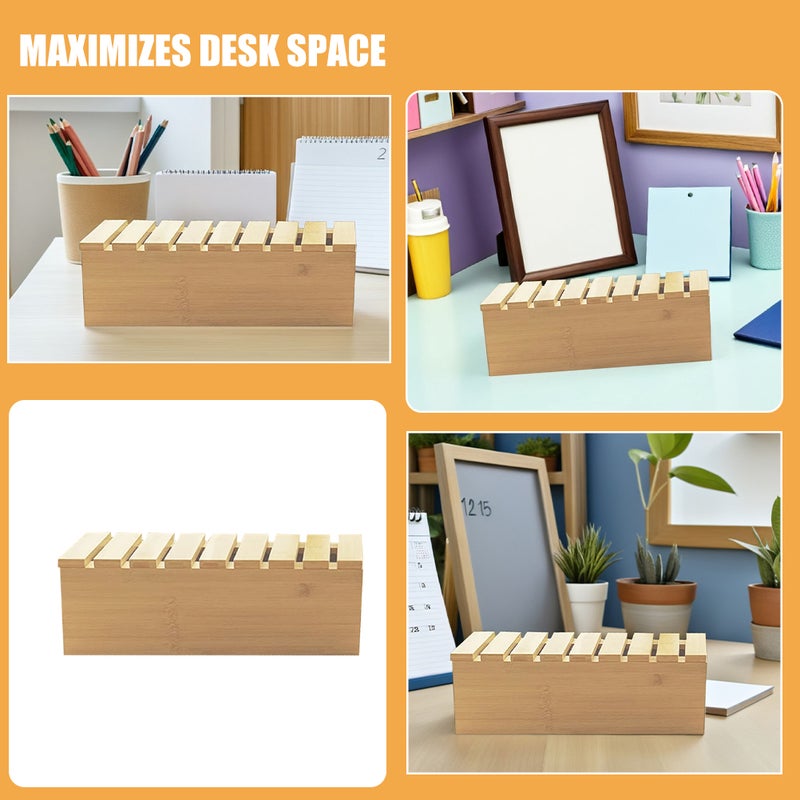 Cable Box: Desk Organizer And Cable Management Box Desktop Cord Organizer With Phone Holder Office And Home Use - Image 2