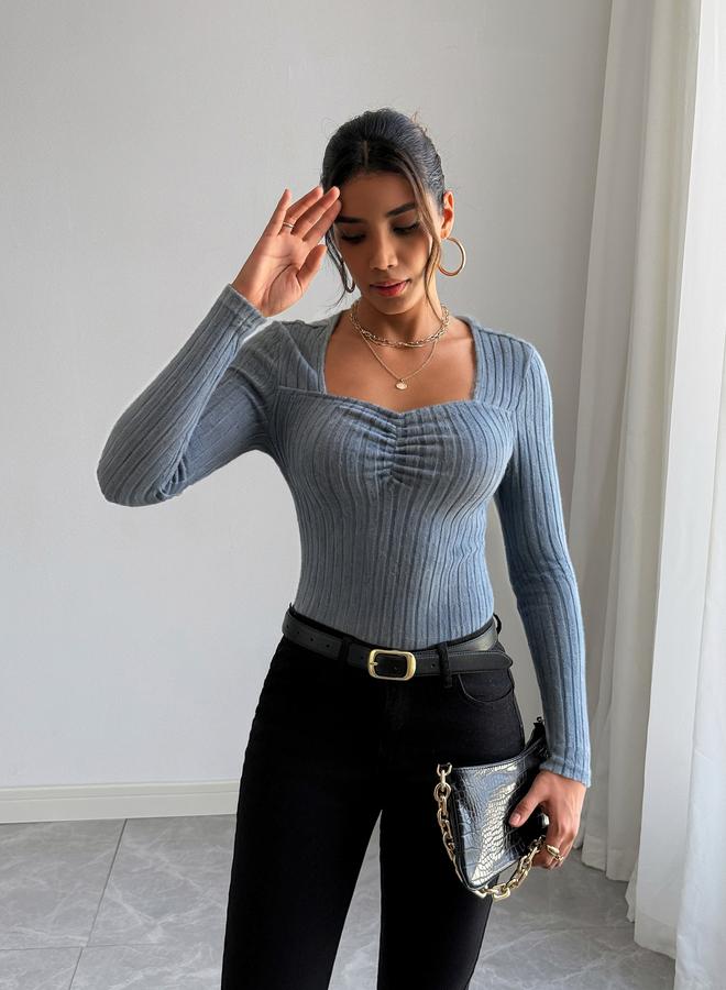 تايك تو بلوزة مضلعة بأكمام طويلة - Image 5