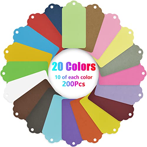 BDS-HOME 200 Colored Gift Tags with String - Writable Paper Labels for Pricing, Art, Jewelry, Wedding, Holiday, Christmas - Image 3