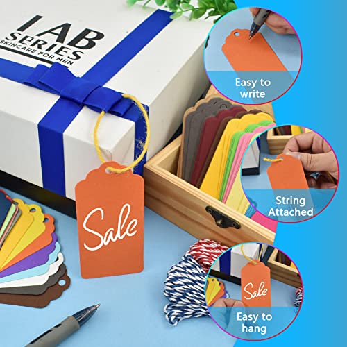 BDS-HOME 200 Colored Gift Tags with String - Writable Paper Labels for Pricing, Art, Jewelry, Wedding, Holiday, Christmas - Image 4