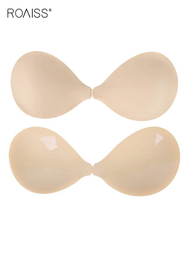 roaiss Women's Mesh Fabric Push-Up Breast Patches Solid Adhesive Self-Adhesive Strapless Bra Wedding Bra Anti-Exposure and Anti-Nipple Show Invisible, Seamless, Thin, Solid Color Breast Patches - Image 1