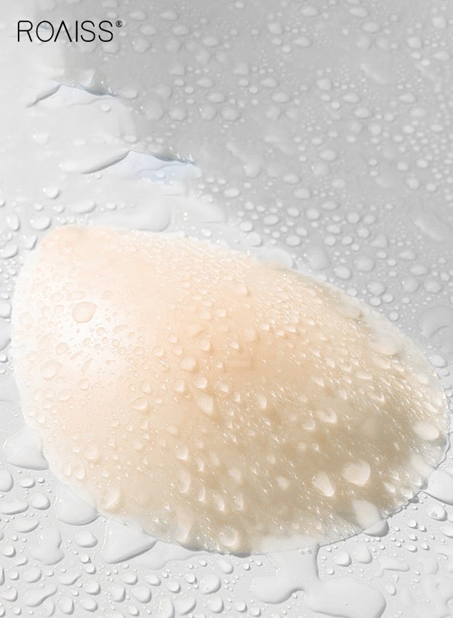 roaiss Women's Mesh Fabric Push-Up Breast Patches Solid Adhesive Self-Adhesive Strapless Bra Wedding Bra Anti-Exposure and Anti-Nipple Show Invisible, Seamless, Thin, Solid Color Breast Patches - Image 2