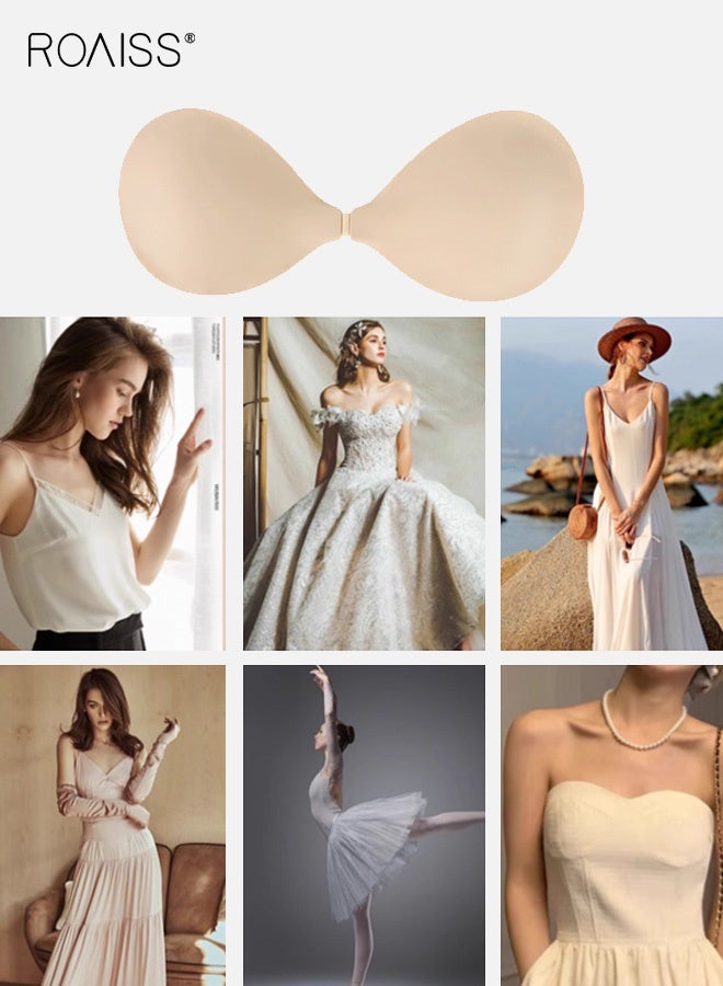 roaiss Women's Mesh Fabric Push-Up Breast Patches Solid Adhesive Self-Adhesive Strapless Bra Wedding Bra Anti-Exposure and Anti-Nipple Show Invisible, Seamless, Thin, Solid Color Breast Patches - Image 5