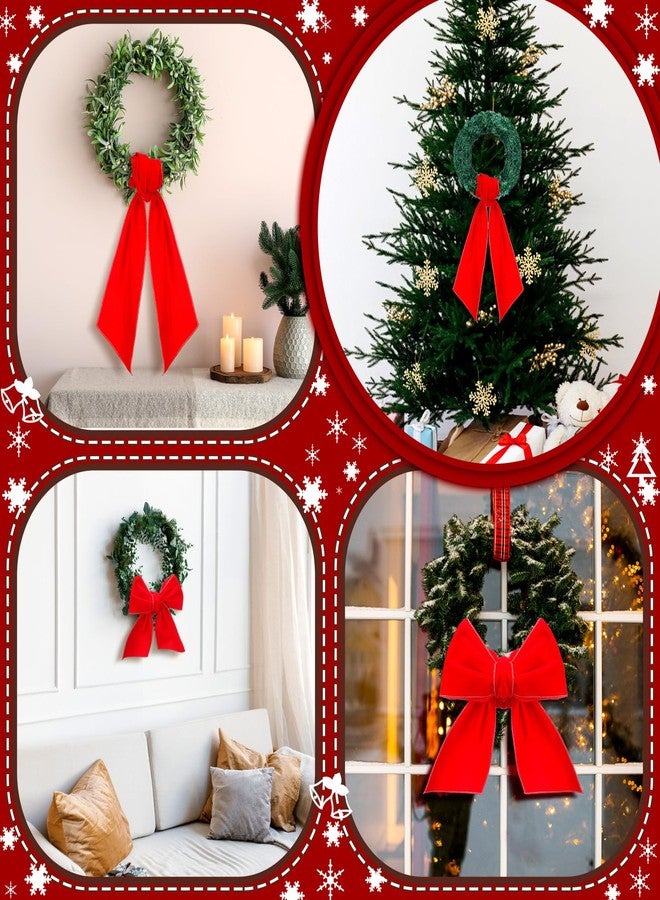 چيري وشاح إكليل عيد الميلاد من جير، قطعتان، وشاح مخملي أحمر، زينة إكليل، وشاح زينة لعيد الميلاد، إكسسوارات لحفلات الزفاف، ديكور الفناء والباب الأمامي، 4.5 بوصة عرض × 56 بوصة طول - Image 5