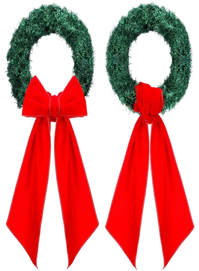 چيري وشاح إكليل عيد الميلاد من جير، قطعتان، وشاح مخملي أحمر، زينة إكليل، وشاح زينة لعيد الميلاد، إكسسوارات لحفلات الزفاف، ديكور الفناء والباب الأمامي، 4.5 بوصة عرض × 56 بوصة طول - Image 1