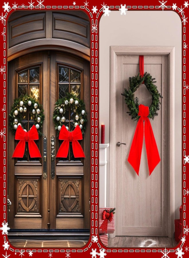 چيري وشاح إكليل عيد الميلاد من جير، قطعتان، وشاح مخملي أحمر، زينة إكليل، وشاح زينة لعيد الميلاد، إكسسوارات لحفلات الزفاف، ديكور الفناء والباب الأمامي، 4.5 بوصة عرض × 56 بوصة طول - Image 4