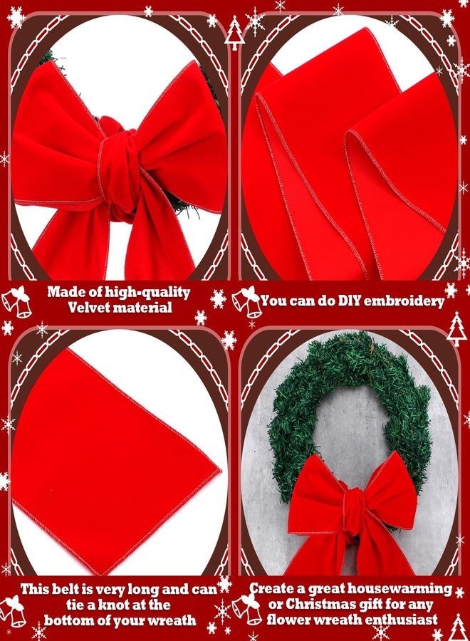 چيري وشاح إكليل عيد الميلاد من جير، قطعتان، وشاح مخملي أحمر، زينة إكليل، وشاح زينة لعيد الميلاد، إكسسوارات لحفلات الزفاف، ديكور الفناء والباب الأمامي، 4.5 بوصة عرض × 56 بوصة طول - Image 3
