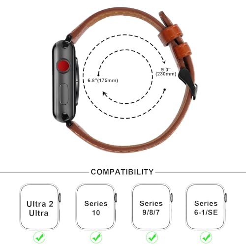 Anlinser Bands Compatible with Apple Watch Band 49mm 46mm 45mm 44mm 42mm for Women Men, Leather Replacement Strap Design for iWatch Ultra 3/2/1 Series 11 10 9 8 7 6 5 4-1 SE (Brown) - Image 5