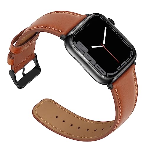Anlinser Bands Compatible with Apple Watch Band 49mm 46mm 45mm 44mm 42mm for Women Men, Leather Replacement Strap Design for iWatch Ultra 3/2/1 Series 11 10 9 8 7 6 5 4-1 SE (Brown) - Image 1
