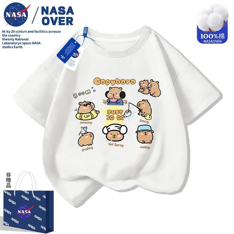 Nasa Children'S Cotton Cartoon Printed Short-Sleeved Kappi Bala T-Shirt For Boys And Girls All-Match Cute Top For Middle And Big Kids - Image 1