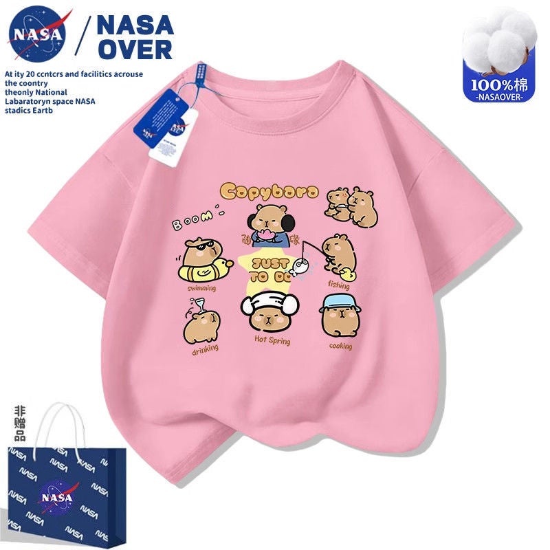 Nasa Children'S Cotton Cartoon Printed Short-Sleeved Kappi Bala T-Shirt For Boys And Girls All-Match Cute Top For Middle And Big Kids - Image 3