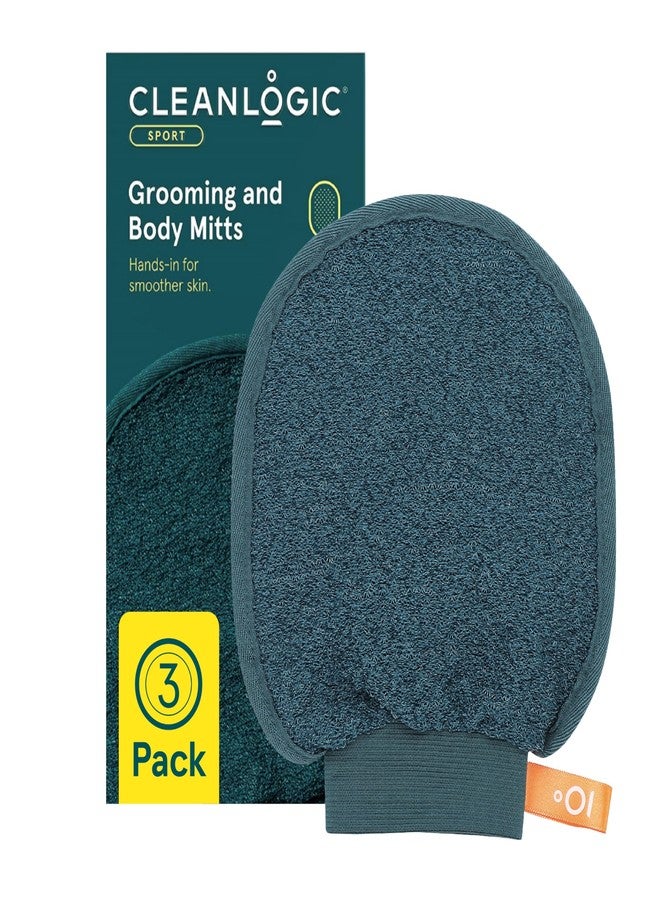 Cleanlogic Sport Exfoliating Face & Body Grooming Mitt, Assorted Colors, 3 Count - Image 1