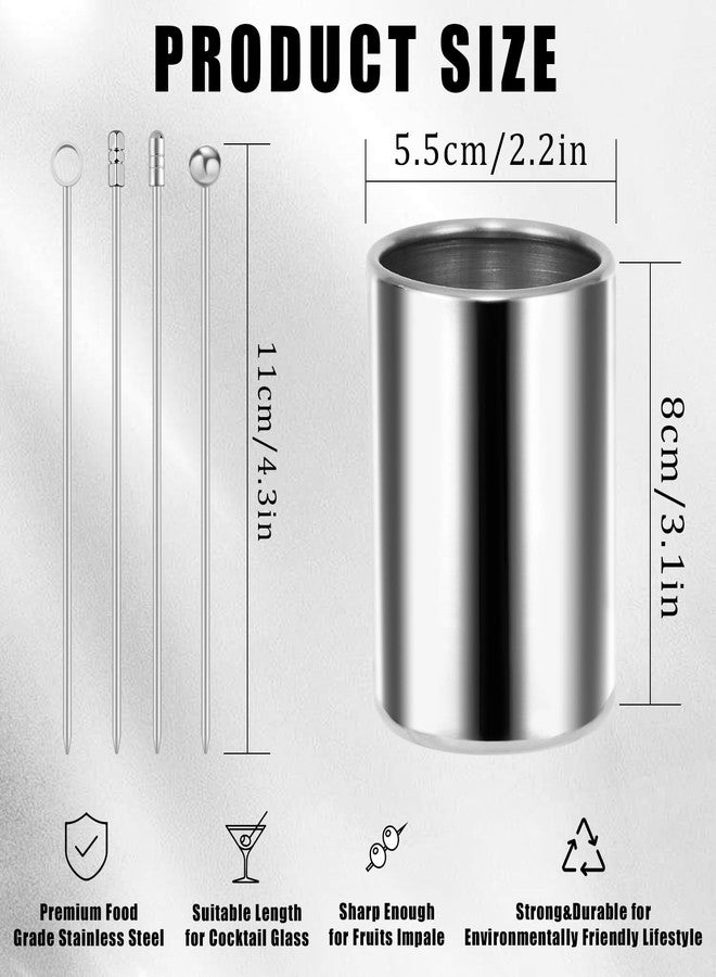 tchrules Cocktail Picks, 16Pcs Metal Martini Picks, Reusable Stainless Steel Drink Stick with Storage Cup, Bloody Mary Skewers for Appetizers Sandwiches, BBQ Snacks, Olives Fruits - Image 4