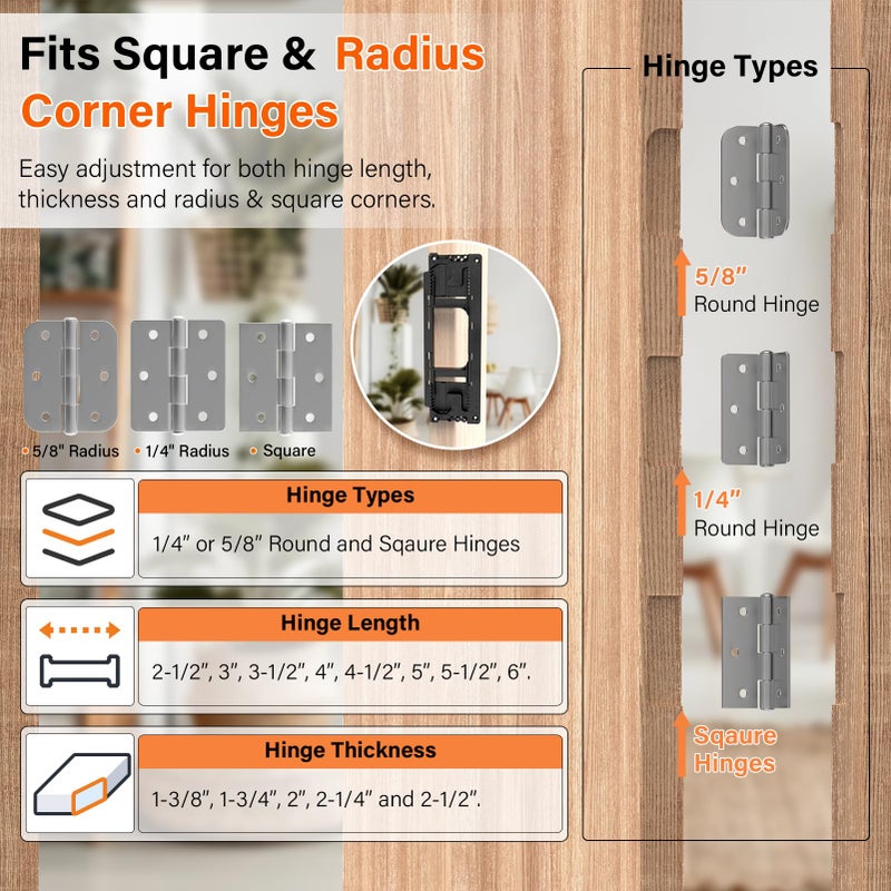 Sebupar Door Hinge Jig  Door Hinge Mortiser Hinge Installation Kit  Hinge Jig For Door And Door Frame/Jamb  Fits For 8 Hinge Sizes From 2-1/2"" To 6"" And 5 Door Thickness From 1-3/8"" To 2-1/2"". - Image 3